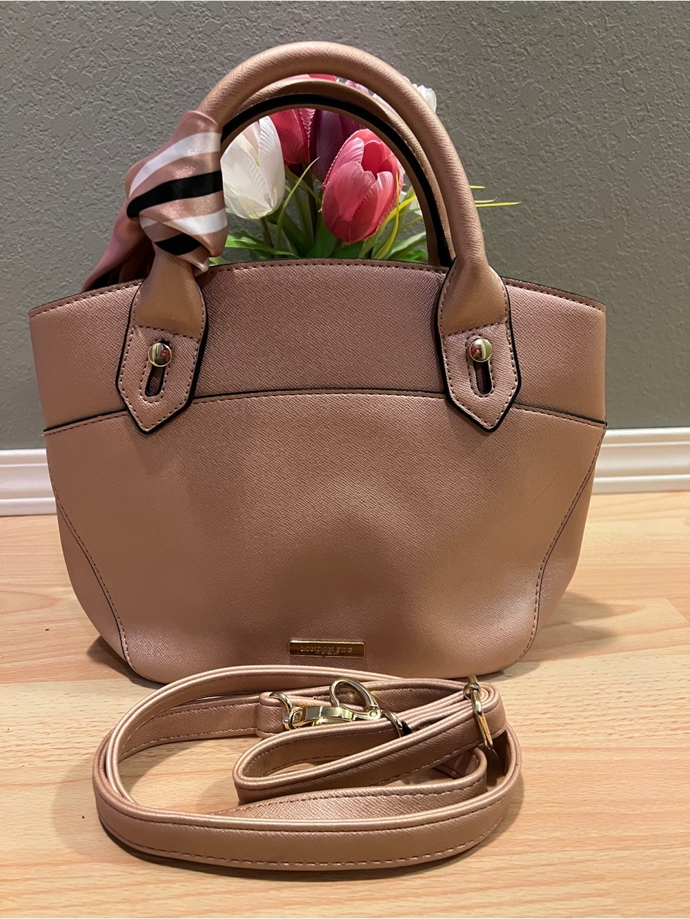 London Fog Rose Gold Handbag/Crossbody